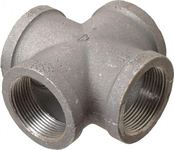 Made in USA - Size 1-1/2", Class 150, Malleable Iron Black Pipe Cross - 150 psi, Threaded End Connection - Benchmark Tooling