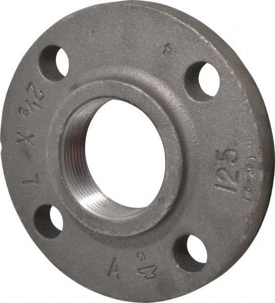 Made in USA - 2-1/2" Pipe, 7" OD, 1-1/8" Hub Length, Iron Threaded Pipe Flange - 3-9/16" Across Bolt Hole Centers, 7/8" Bolt Hole, 175 psi, Class 125 - Benchmark Tooling