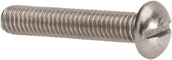 Value Collection - #10-32 UNF, 1" Length Under Head Slotted Drive Machine Screw - Round Head, Grade 316 Stainless Steel, Uncoated, Without Washer - Benchmark Tooling