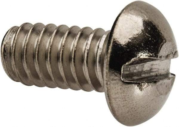 Value Collection - 1/4-20 UNC, 1/2" Length Under Head Slotted Drive Machine Screw - Round Head, Grade 316 Stainless Steel, Uncoated, Without Washer - Benchmark Tooling