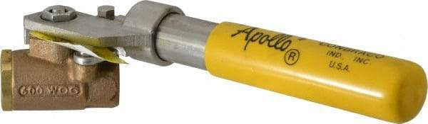Apollo - 3/8" Pipe, Bronze Standard Ball Valve - 2 Piece, Inline - One Way Flow, FNPT x FNPT Ends, Deadman Lever (Spring Return to Close) Handle, 600 WOG, 150 WSP - Benchmark Tooling
