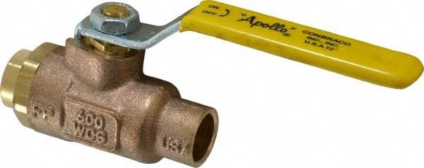 Apollo - 1/2" Pipe, Standard Port, Bronze Standard Ball Valve - 2 Piece, Inline - One Way Flow, Soldered x Soldered Ends, Lever Handle, 600 WOG, 125 WSP - Benchmark Tooling