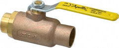 Apollo - 1" Pipe, Standard Port, Bronze Standard Ball Valve - 2 Piece, Inline - One Way Flow, Soldered x Soldered Ends, Lever Handle, 600 WOG, 125 WSP - Benchmark Tooling