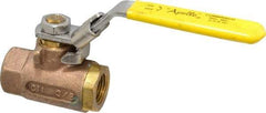 Apollo - 3/8" Pipe, Bronze Standard Ball Valve - 2 Piece, Inline - One Way Flow, FNPT x FNPT Ends, Locking Lever Handle, 600 WOG - Benchmark Tooling