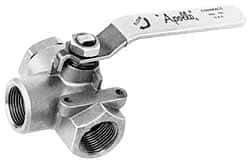 Apollo - 2" Pipe, Stainless Steel Standard Ball Valve - Three Way, FNPT x FNPT x FNPT Ends, Lever Handle, 800 WOG - Benchmark Tooling
