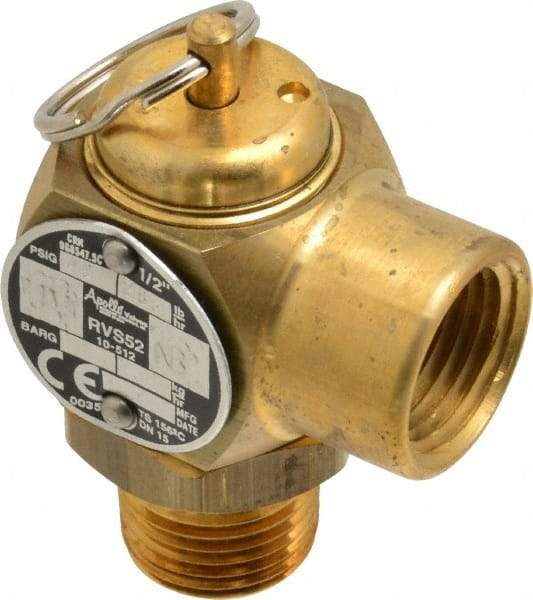Conbraco - 1/2" Inlet, 1/2" Outlet, ASME Safety Relief Valve - 40 Max psi, Bronze, 305,000 BTUs - Benchmark Tooling