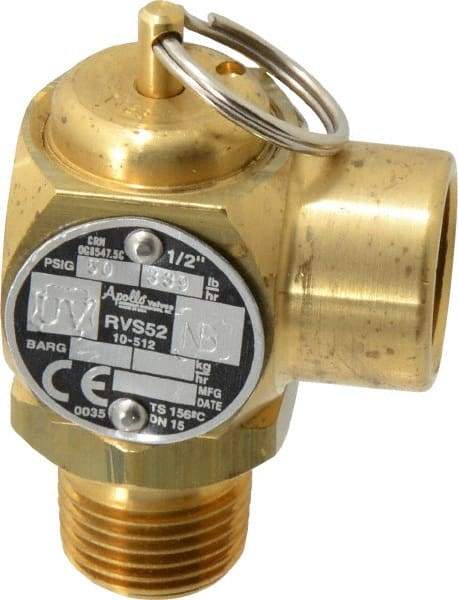 Conbraco - 1/2" Inlet, 1/2" Outlet, ASME Safety Relief Valve - 50 Max psi, Bronze, 365,000 BTUs - Benchmark Tooling