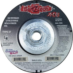 Sait - 5" Wheel Diam, Type 27 Depressed Center Wheel - Extra Coarse Grade, Zirconia Alumina, S Hardness, 12,200 Max RPM - Benchmark Tooling