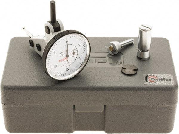 SPI - 0.06" Range, 0.0005" Dial Graduation, Vertical Dial Test Indicator - 1-1/2" White Dial, 0-15-0 Dial Reading, Accurate to 0.0012" - Benchmark Tooling