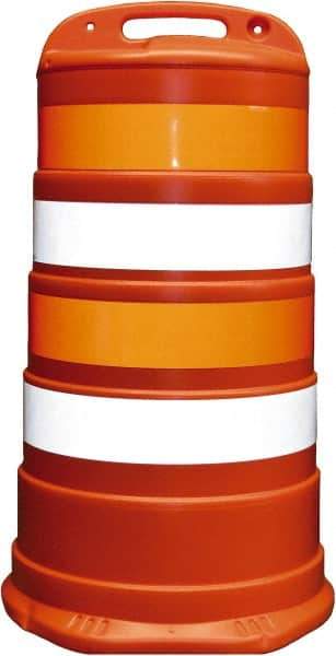PRO-SAFE - 40" High x 36" Wide Reflective Channelizer Drum - High Density Polyethylene (HDPE), 10 Lbs, Orange - Benchmark Tooling