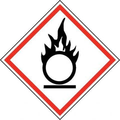 NMC - Hazardous Materials Label, Header: Oxidizer Warning - Legend: GHS - Graphic, English, Black & Red, 4" Long x 4" High, No Coating - Benchmark Tooling