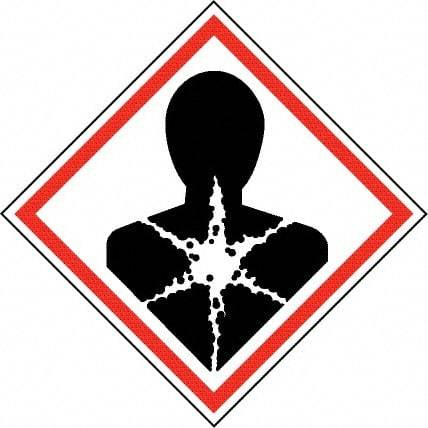 NMC - Hazardous Materials Label, Header: Health Hazard - Legend: GHS - Graphic, English, Black & Red, 4" Long x 4" High, No Coating - Benchmark Tooling