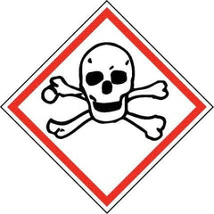 NMC - Hazardous Materials Label, Header: Toxic Warning - Legend: GHS - Graphic, English, Black & Red, 4" Long x 4" High, No Coating - Benchmark Tooling