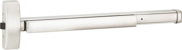 Precision - 48" OAL Right Hand Reverse Unrated Flatbar - 32 to 48" Door Width, Satin Stainless Steel Finish, Grade 1, 2100 Series - Benchmark Tooling