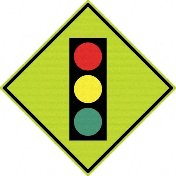 NMC - "Stop Light", 30" Wide x 30" High, Aluminum Traffic Control Signs - 0.08" Thick, Black, Red, Yellow, Green, Diamond Grade Reflectivity, Diamond, Post Mount - Benchmark Tooling