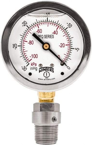 Winters - 2-1/2" Dial, 1/4 Thread, 0-300 Scale Range, Pressure Gauge - Bottom Connection Mount, Accurate to 1.5% of Scale - Benchmark Tooling