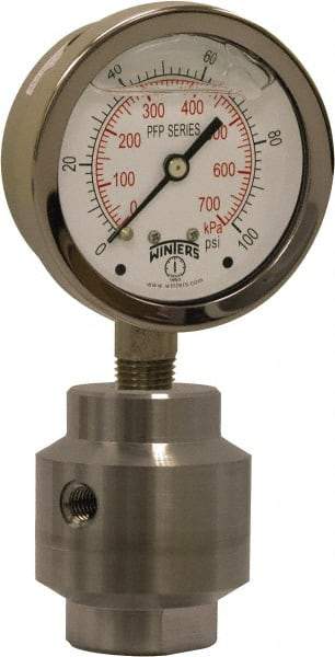 Winters - 4" Dial, 1/2 Thread, 0-60 Scale Range, Pressure Gauge - Bottom Connection Mount, Accurate to 1% Full-Scale of Scale - Benchmark Tooling