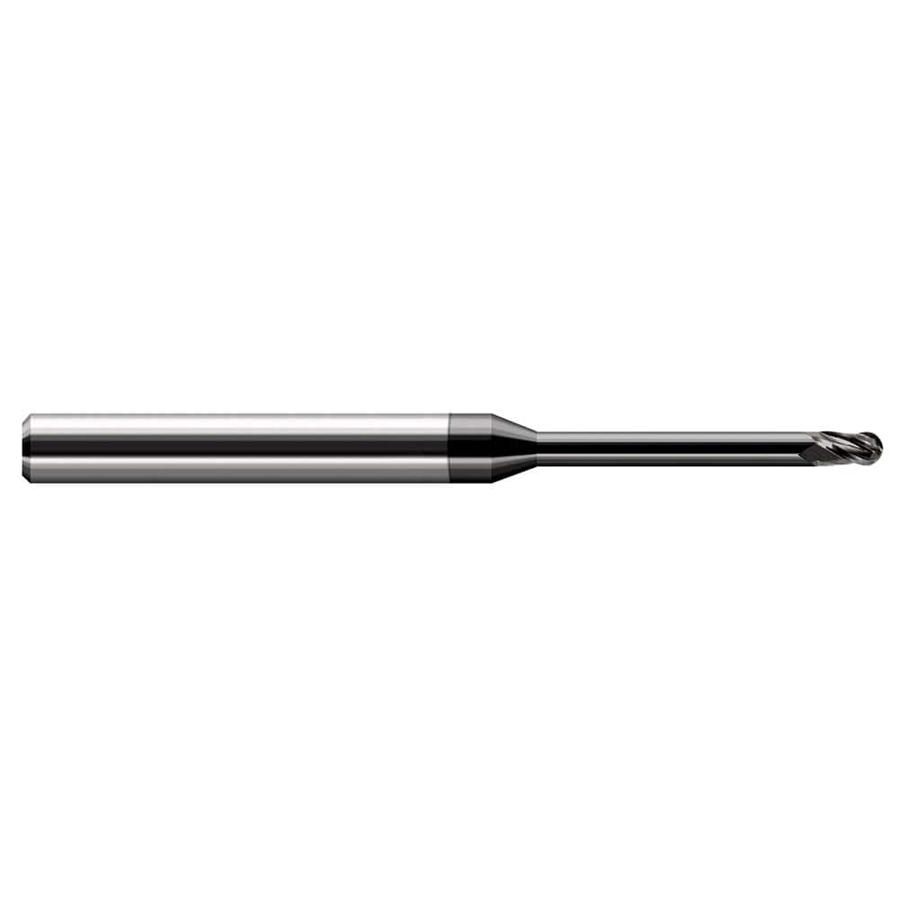 Ball End Mill: 3 Flute, Solid Carbide 4″ OAL, 1/4″ Shank Dia, 30 ° Helix, Amorphous Diamond Coated