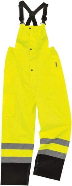 Ergodyne - Size 5XL, Lime, Rain Bib Overall - 1 Pocket - Benchmark Tooling
