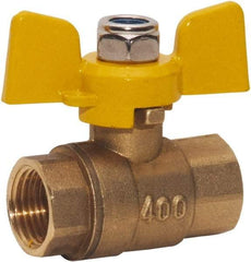 Value Collection - 1/2" Pipe, Full Port, Brass Standard Ball Valve - 2 Piece, FNPT x FNPT Ends, Tee Handle, 400 WOG, 150 WSP - Benchmark Tooling