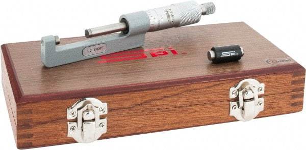 SPI - 1 to 2" Range, Mechanical Hub Micrometer - 0.0001" Graduation, 0.0002" Accuracy, Rotating Spindle - Benchmark Tooling