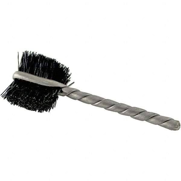 Brush Research Mfg. - 1/2" Diam Flat Nylon Tube Brush - 0.01" Filament Diam, 9/16" Brush Length, 2-1/4" OAL, 0.093" Diam Steel Shank - Benchmark Tooling