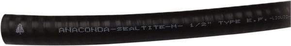 Anaconda Sealtite - 3/4" Trade Size, 100' Long, Flexible Liquidtight Conduit - Galvanized Steel & PVC, 19.05mm ID, Black - Benchmark Tooling