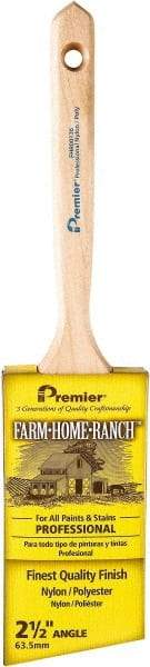 Premier Paint Roller - 2-1/2" Angled Nylon/Polyester Angular Brush - 3" Bristle Length, 7-1/4" Wood Sash Handle - Benchmark Tooling