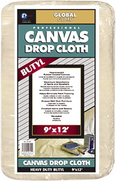 Premier Paint Roller - Heavy Weight Canvas Drop Cloth - 12' x 9', 1 mil Thick, Off White - Benchmark Tooling