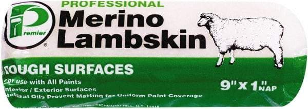 Premier Paint Roller - 1" Nap, 9" Wide Paint Roller Cover - Rough Texture, Lambskin - Benchmark Tooling
