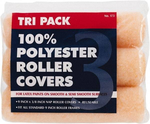 Premier Paint Roller - 3/8" Nap, 9" Wide Paint Roller Cover - Smooth Texture, Polyester - Benchmark Tooling