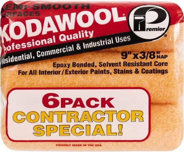 Premier Paint Roller - 3/8" Nap, 9" Wide Paint Roller Cover - Semi-Smooth Texture, Polyester & Wool - Benchmark Tooling
