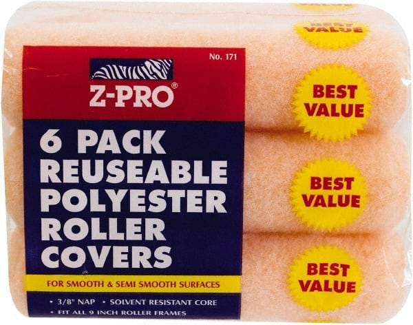 Premier Paint Roller - 3/8" Nap, 9" Wide Paint Roller Cover - Smooth Texture, Polyester - Benchmark Tooling
