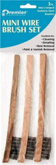 Premier Paint Roller - 3 Piece Stainless Steel Surface Preparation Wire Brush - 1/2" Bristle Length, 1/2" Wide, 8" OAL, Wood Block, Straight Wood Handle - Benchmark Tooling