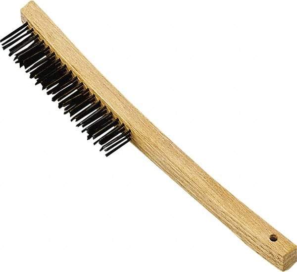 Premier Paint Roller - Steel Surface Preparation Wire Brush - 1" Bristle Length, 1" Wide, 14" OAL, Wood Block, Long Wood Handle - Benchmark Tooling