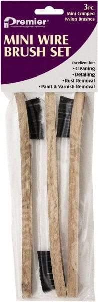 Premier Paint Roller - 3 Piece Nylon Surface Preparation Wire Brush - 8" OAL, Wood Handle - Benchmark Tooling
