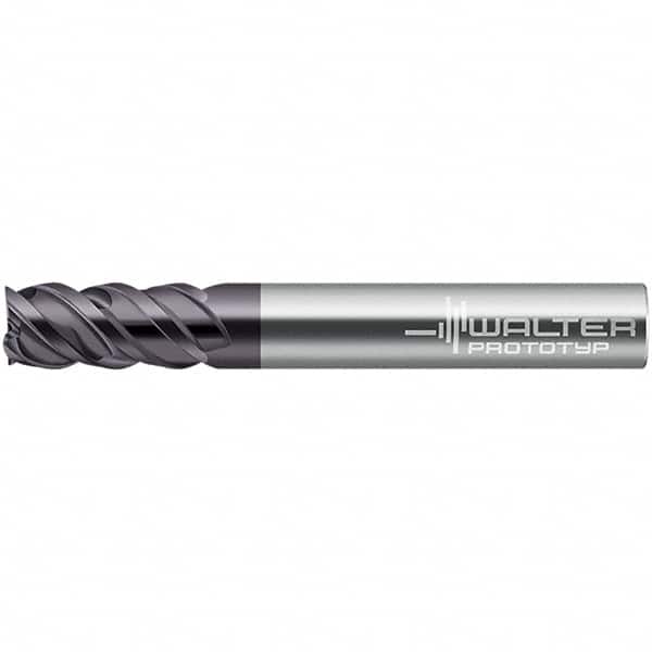 Walter-Prototyp - 12mm, 26mm LOC, 12mm Shank Diam, 100mm OAL, 4 Flute, Solid Carbide Square End Mill - TiAlN Finish, 50° Helix, Right Hand Cut, Right Hand Flute, Series MC326-A-L - Benchmark Tooling