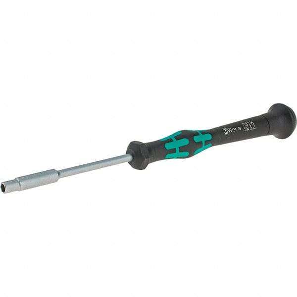 Wera - 3.2mm Solid Shaft Precision Nutdriver - Cushion Grip Handle, 6-1/4" OAL - Benchmark Tooling