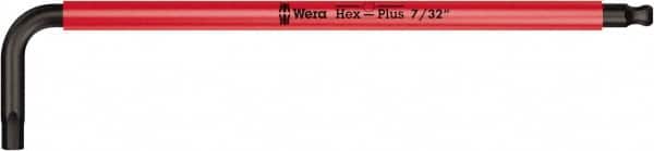 Wera - 7/32" Hex, Long Arm, Hex Key - 6-3/4" OAL, Cast Steel, Inch System of Measurement - Benchmark Tooling