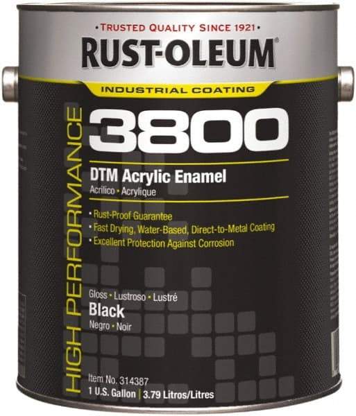 Rust-Oleum - 1 Gal Black Gloss Finish Acrylic Enamel Paint - 150 to 270 Sq Ft per Gal, Interior/Exterior, Direct to Metal - Benchmark Tooling
