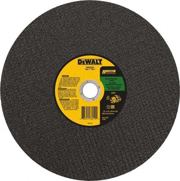 DeWALT - 14" 24 Grit Silicon Carbide Cutoff Wheel - 1/8" Thick, 20mm Arbor, 5,500 Max RPM, Use with Chop Saws - Benchmark Tooling
