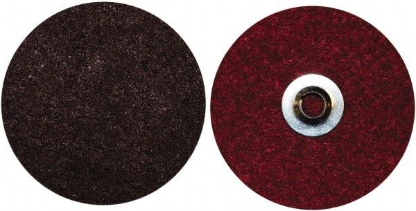 Norton - 4-1/2" Medium Grade Aluminum Oxide Deburring Disc - 5/8-11 Threaded Center Hole, Quick Change Connection, Maroon, 12,000 Max RPM - Benchmark Tooling