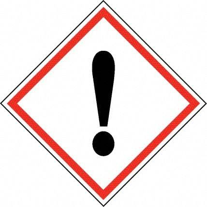 NMC - Hazardous Materials Label, Header: Harmful Irritant Warning - Legend: GHS - Graphic, English, Black & Red, 2" Long x 2" High, No Coating - Benchmark Tooling