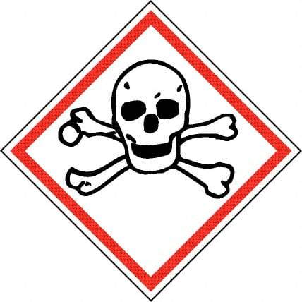 NMC - Hazardous Materials Label, Header: Toxic Warning - Legend: GHS - Graphic, English, Black & Red, 2" Long x 2" High, No Coating - Benchmark Tooling