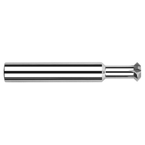 Double Angle Shank Cutters - 0.2500″ (1/4″) Cutter Diameter × 0.1250″ (1/8″) Width × 0.6250″ (5/8″) Neck Length Carbide Double Angle Shank Cutter, 4 Flutes - Exact Industrial Supply