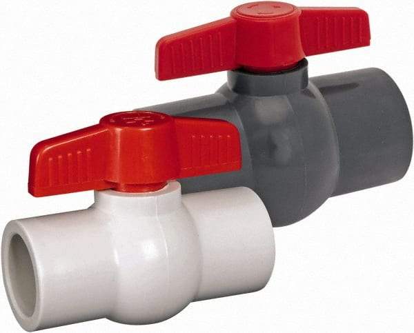 Hayward - 1" Pipe, Full Port, PVC Miniature Ball Valve - Inline - One Way Flow, Socket Ends, Tee Handle, 150 WOG - Benchmark Tooling