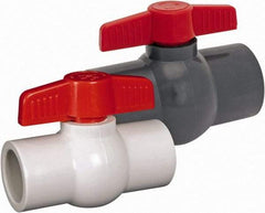 Hayward - 1" Pipe, Full Port, PVC Miniature Ball Valve - Inline - One Way Flow, Socket Ends, Tee Handle, 150 WOG - Benchmark Tooling