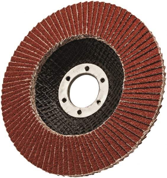 3M - 40 Grit, 4-1/2" Disc Diam, 7/8" Center Hole, Type 29 Ceramic Flap Disc - 13,300 Max RPM, Cloth Backing, Arbor Attaching System, Coated - Benchmark Tooling