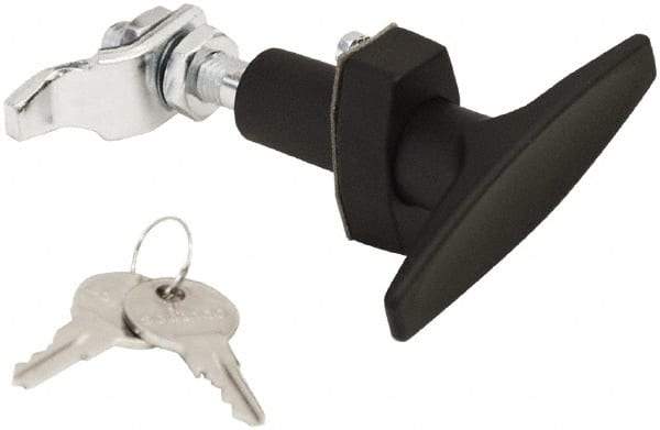 Made in USA - 3.33" Long x 0.88" Wide x 3-1/4" High, Compression Latch - Zinc Plated Steel, with Black Powder Coat Finish - Benchmark Tooling