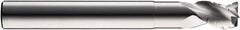 SGS - 1/4" Diam, Coarse Pitch, 3/8" LOC, 3 Flute Solid Carbide 0.02" Corner Radius Roughing End Mill - Uncoated, 4" OAL, 1/4" Shank Diam, Single End, Extended Reach, Centercutting, 38° Helix - Benchmark Tooling